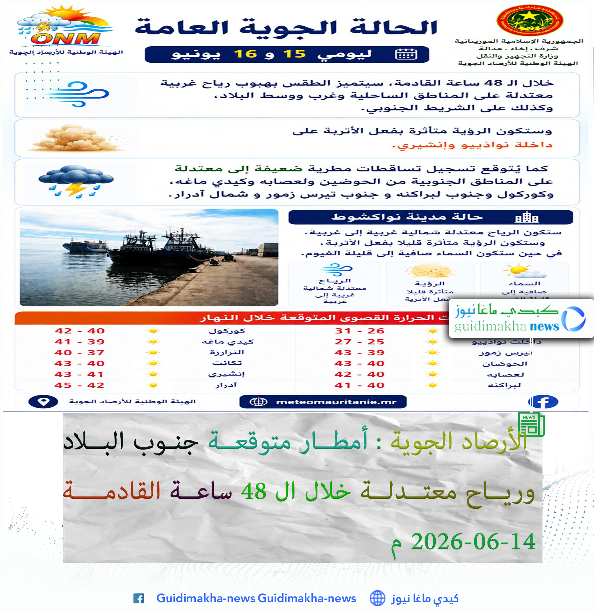 الأرصاد الجوية: أمطار متوقعة جنوب البلاد ورياح معتدلة خلال الـ48 ساعة القادمة