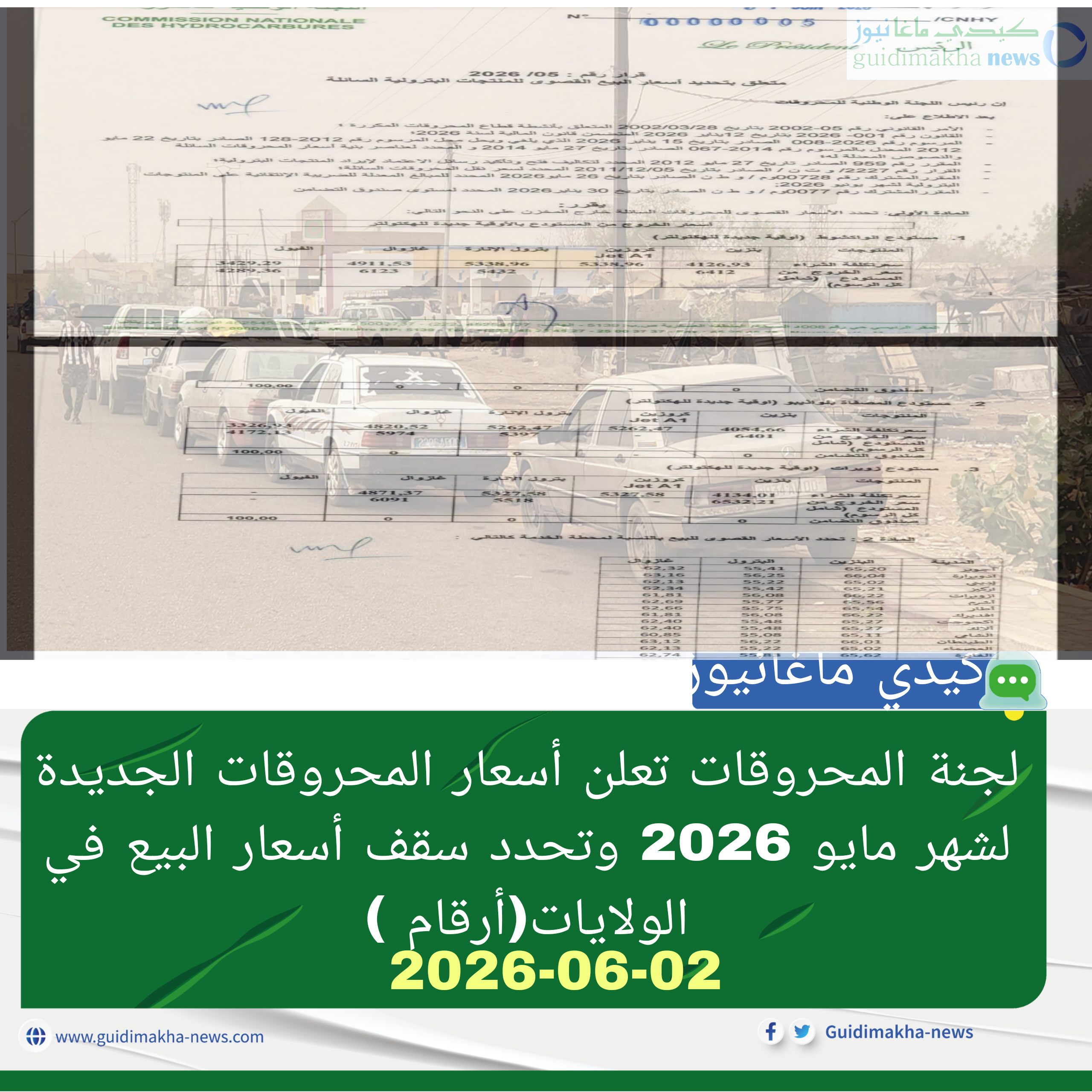 لجنة المحروقات تعلن أسعار المحروقات الجديدة لشهر مايو 2026 وتحدد سقف أسعار البيع في الولايات(أرقام )